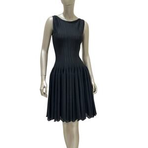 Alaïa Black Viscose Pleated Mini Dress - Size 38